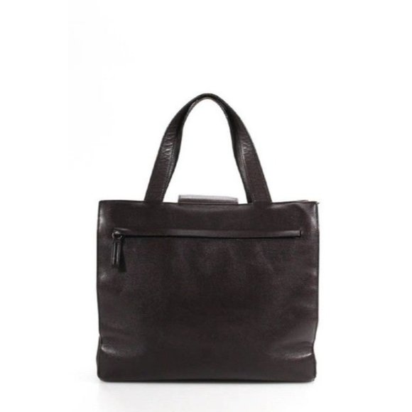 Gucci Vintage Dark Brown Leather Satchel with Gold Square G Tote Closure - Picture 5 of 12